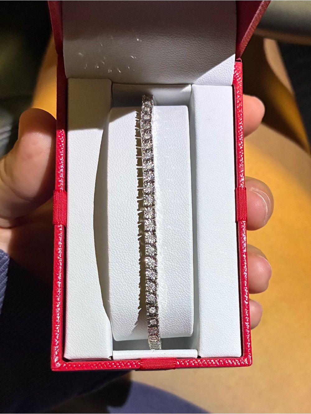 Macy's Silver-Tone Tennis Bracelet with Clear Stones
